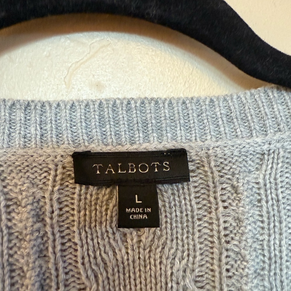 Talbots Light Gray Cable Knit Sweater - Picture 4 of 5